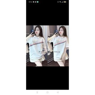 Áo Polo Form Rộng Vạch Chéo Nam Nữ Ulzzang Hàn Quốc(Ảnh Thật/Có Sẵn)