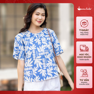  - Áo Kiểu Nữ Phom A Rộng Cổ Tròn Tay Ngắn In Hoạ Tiết Hè Du Lịch Đi Chơi Trẻ Trung Năng Động - A11332LW01