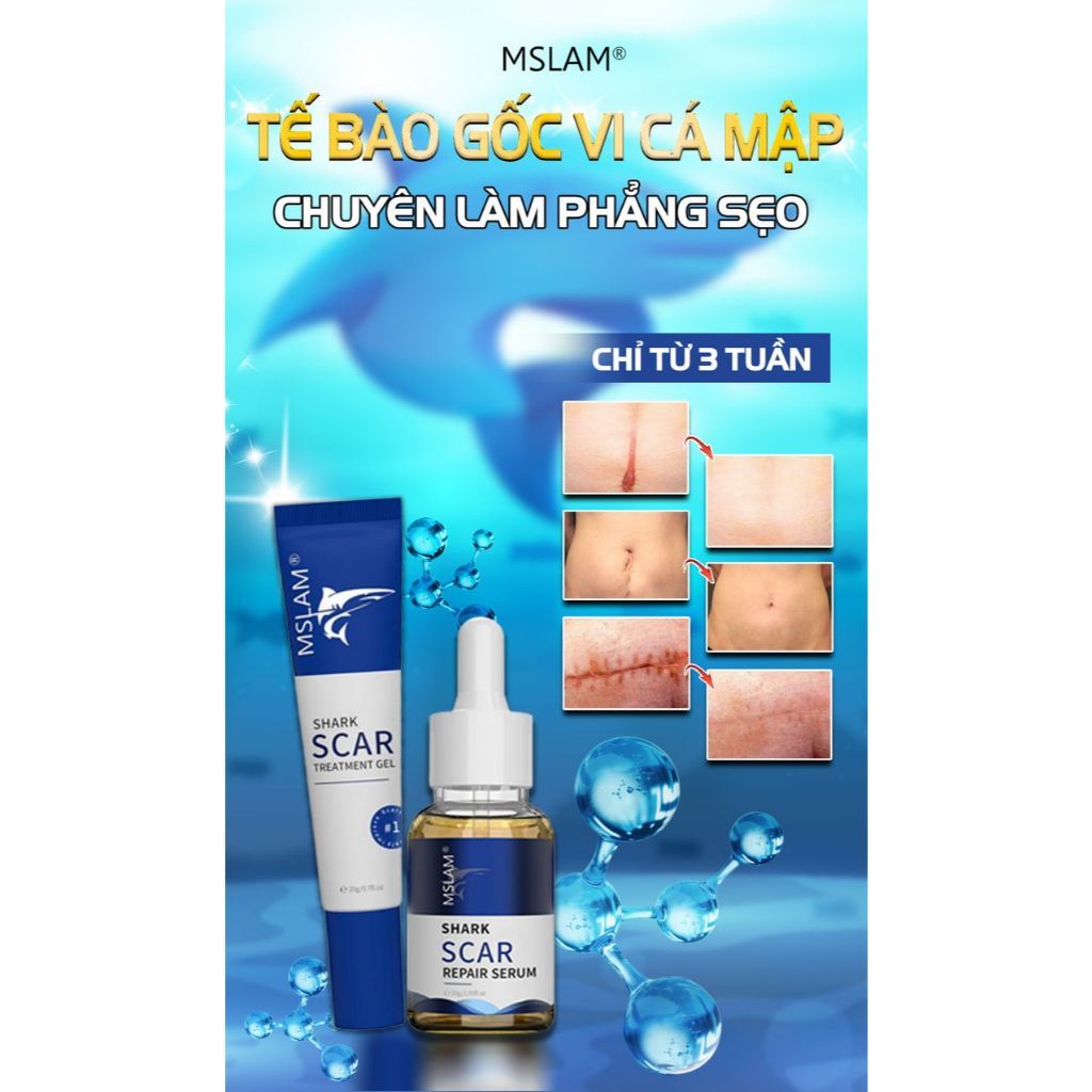 Tinh chất mờ sẹo rỗ. sẹo chân đinh SHARK SCAR - Tinh Chất SHARK SCAR mờ sẹo hiệu quả - XAVIA COSMETICS