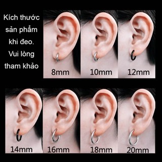 Khuyên tai tròn titan không gỉ kiểu dáng basic, bông tai nam nhiều size lựa chọn
