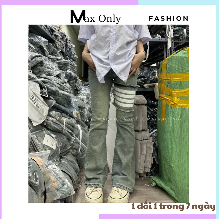 Quần Jean bò ống Loe 4 Vạch Màu Bụi cho nam nữ chất mịn đẹp, trẻ trung | BigBuy360 - bigbuy360.vn