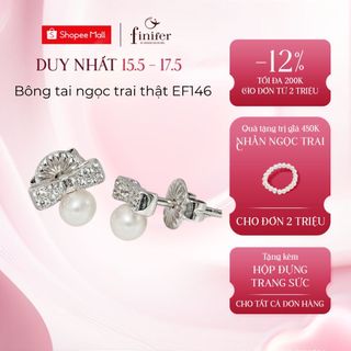 Bông tai ngọc trai thật, bạc quý kim với thiết kế tinh xảo, thanh lịch - EF146 - Finifer by Hoang Gia Pearl