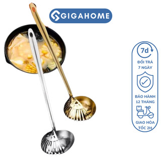 Muôi vá inox múc canh, ăn lẩu có lưới lọc thức ăn tiện dụng gigahome