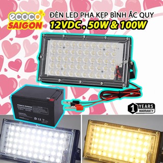 Đèn led pha 12v 50w 100w kẹp bình ắc quy