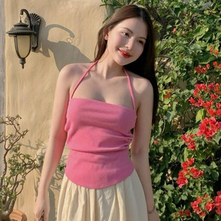 Áo quây phối dây yếm buộc nơ peonyb - Thun kiểu dáng ôm bánh bèo tiểu thư hotgirl phong cách sexy cá tính hàn quốc đẹp