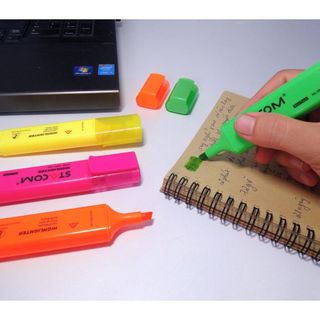 Bút dạ quang lớn hl101 thân dẹp nắp trong stacom - camshop