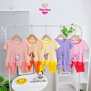[Bé 7-32kg] Bộ Ngắn Tay Quần Ngố Lửng Thun Lạnh Mềm Mịn Mát Cho Bé Gái đi học đi chơi