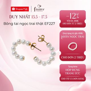 Bông tai ngọc trai thật, bạc quý kim với thiết kế tinh xảo, thanh lịch - EF227 - Finifer by Hoang Gia Pearl