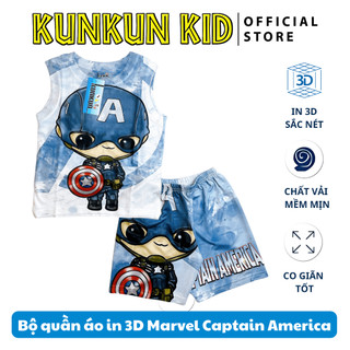 Quần áo thể thao bé trai in 3D hình Captain America sành điệu, giá rẻ - Kunkun Kid