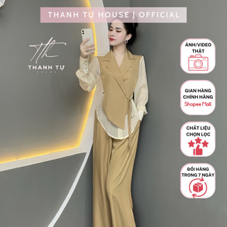 Set Bộ Thiết Kế Dành Cho Nữ Công Sở 2 Món Gồm Áo Cổ Vest Cột Dây Gile Cách Điệu T1453 - Thanh Tự