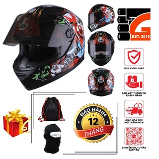 [TẶNGTÚIĐỰNG + KHĂNTRÙM + BH12THÁNG] Mũ bảo hiểm hiểm AGU fullface tem Joker - Mẫu hot A138