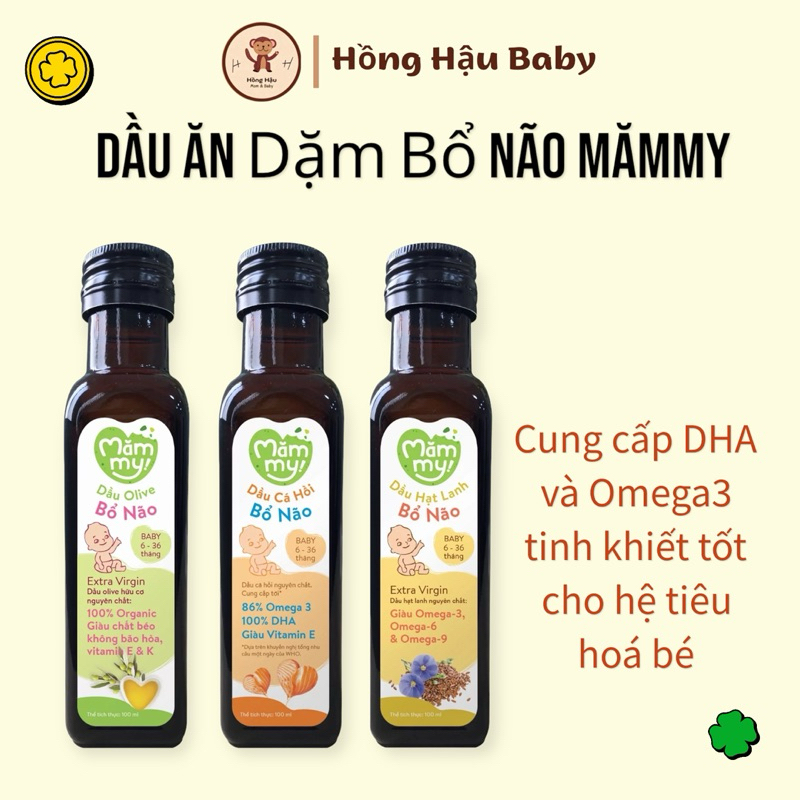 Dầu ăn dặm bổ não Mămmy, bổ sung DHA, Omega-3 cho bé từ 6 tháng, chai 100ml