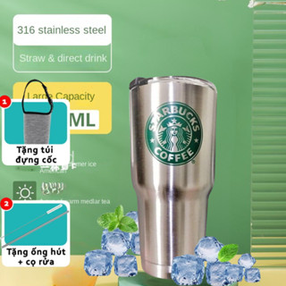 Ly giữ nhiệt starbuck 900ml chất liệu inox 304 siêu giữ nhiệt tặng kèm combo cọ vệ sinh và túi đựng.