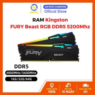 RAM Kingston FURY Beast RGB 16GB / 32GB / 64GB DDR5 5200Mhz (KF552C40BBAK2-16) - Hàng Chính Hãng