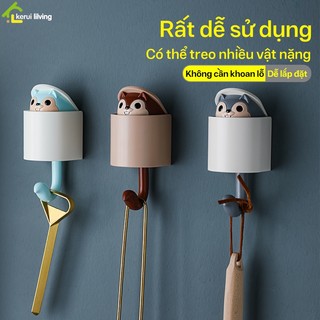 Móc treo đồ nhà tắm hình sóc DION, móc dính con sóc, móc dán tường, móc lưu trữ dán tường