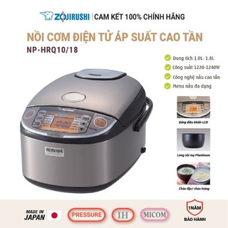 Nồi cơm điện tử áp suất cao tần zojirushi np-hrq18-xt, nồi cơm nhật, dung tích 1.8l, bảo hành 1 năm