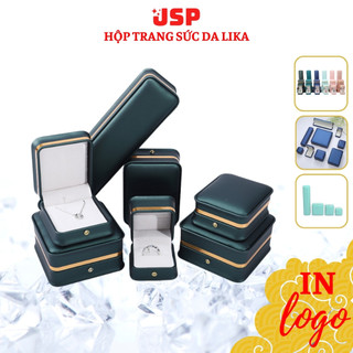 Hộp đựng nhẫn LIKA da pu viền vàng JSP nhận in Logo hộp trang sức dây chuyền lắc tay hộp nhẫn