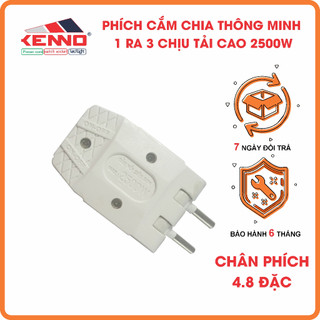 Phích cắm điện thông minh Kenno, đầu nối siêu gọn 1 ra 3 Q3 chịu tải 2500W màu trắng