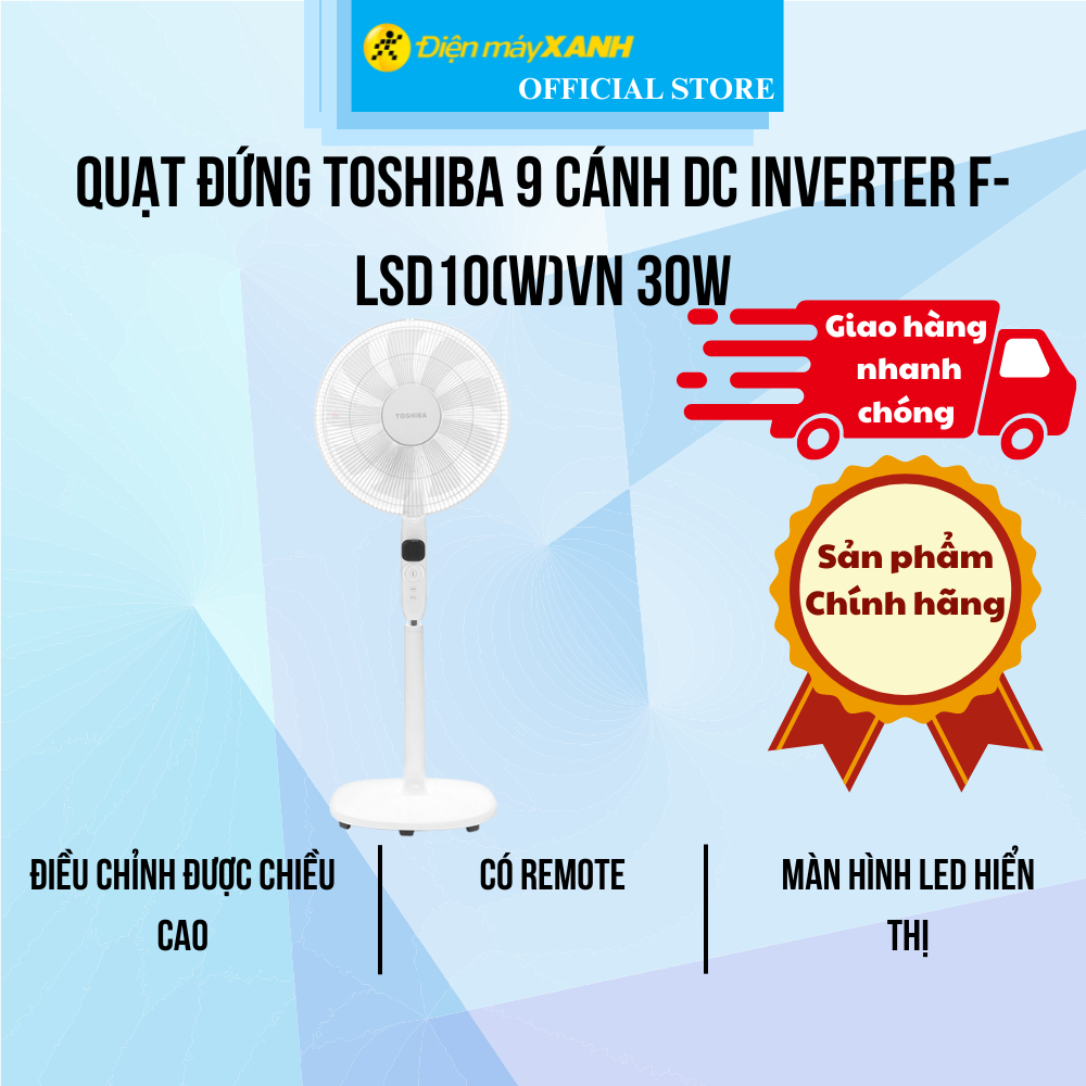 Quạt cây Toshiba 9 cánh DC inverter F-LSD10(W)VN 30W