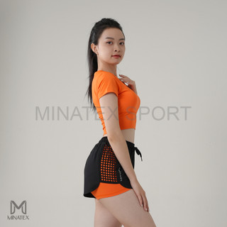 C1Đ1,Đ2 - Bộ croptop quần đùi 2 lớp tập gym yoga chạy bộ MINATEX, chất mịn đẹp không xù co giãn 4 chiều hút mồ hôi tốt