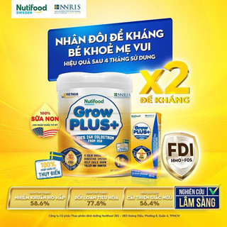 [Date mới] Sữa bột Nuti Growplus vàng 0+/1+ 800g cho bé