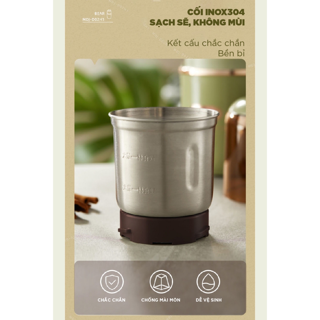 Máy xay hạt khô Bear MDJ-D02H1, Công suất 200W, Đa năng xay gia vị tiêu ớt, bột khô, BH 18 tháng | BigBuy360 - bigbuy360.vn