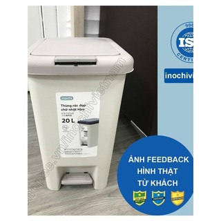 Thùng rác thông minh đạp chữ nhật Hiro 20L có lõi cao cấp chính hãng Inochi