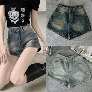  Quần ngố sooc bò jean nữ cạp cao hàng Quảng Châu phong cách Hàn Quốc sành điệu style năm 2022 