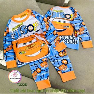 21 đến 40kg Bộ quần áo dài tay thu đông cho bé trai chất thun lạnh 3d mềm mát size đại T322