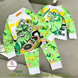 T322 Bộ quần áo dài tay thu đông cho bé trai chất thun cotton 3d mềm mát size đại 21 đến 40kg