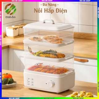 Nồi Hấp Điện - Đa Năng - Hẹn Giờ Thông Minh Nồi 2 Tầng Công Suất Lớn 800W Chất Liệu Nhựa PP An Toàn