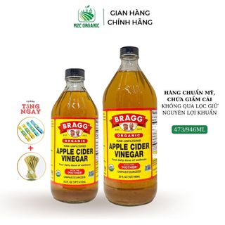 Giấm táo hữu cơ 473ml  giữ nguyên giấm mẹ không qua lọc bảo toàn lợi khuẩn tốt sức khỏe