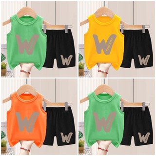 Bộ ba lỗ mùa hè hình chữ W 3 màu cho bé trai bé gái