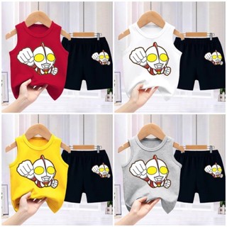 Bộ sát nách mùa hè hình siêu nhân gao 3 màu cho bé trai