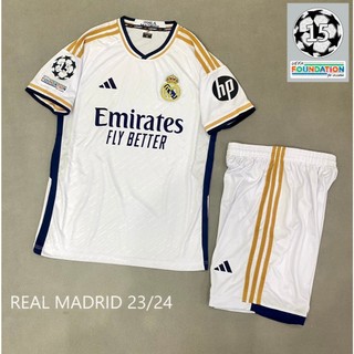 Bộ quần áo bóng đá real madrid trắng sân nhà 2024 flg cup c1 banh 15