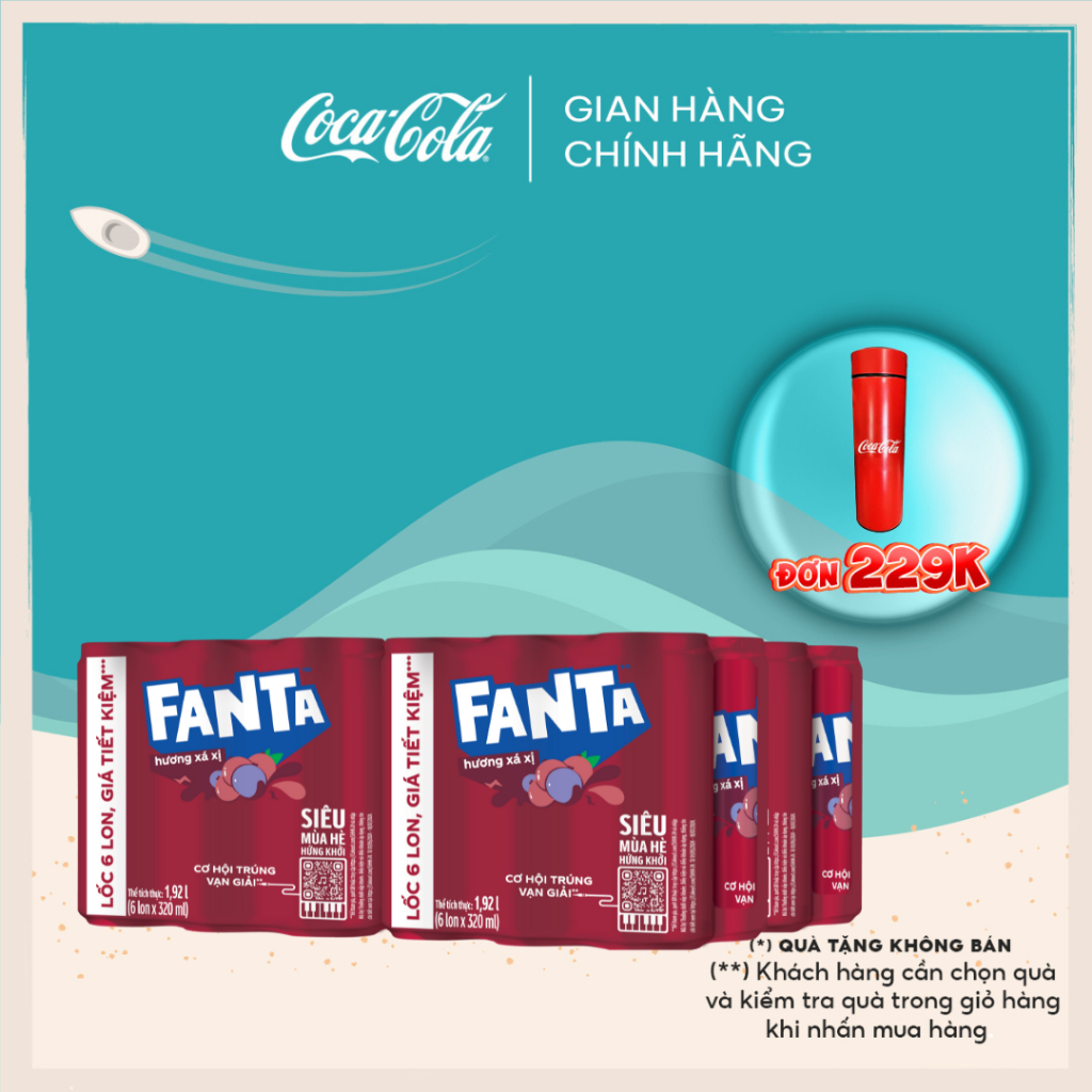 Thùng 24 Lon Nước Ngọt Giải Khát Có Gas Fanta Xá Xị 320ml/Lon Coca-Cola Official Store