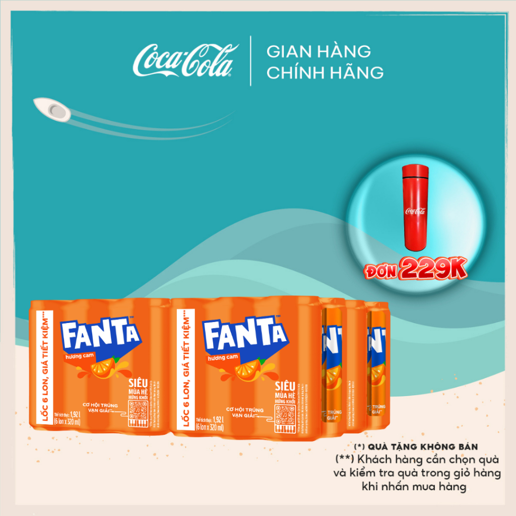 Lốc 24 Lon Nước Giải Khát Có Gas Fanta Cam Lon 320ml/Lon Coca-Cola Official Store