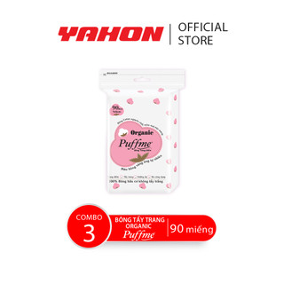 Combo 3 bao bông tẩy trang puffme organic 90 miếng/bao