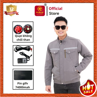 Áo quạt gió điều hòa Fukuji F24+ ghi xám chính hãng, áo bảo hộ quạt gió sử dụng liên tục trên 11 giờ bảo hành 12 tháng