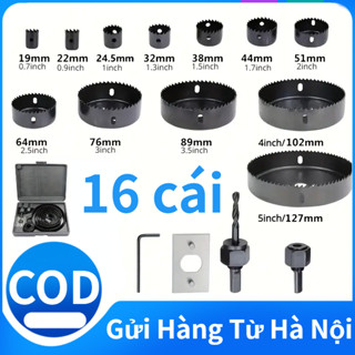 Bộ 16 Mũi Khoan Khoét Lỗ Tròn Thạch Cao Gỗ 19MM-127MM Bộ Khoét Lỗ Trần Thạch Cao Tạo Lỗ Loa Khoét Nhựa Hợp Kim