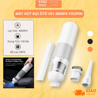 Máy Hút Bụi Cầm Tay Không Dây Ôtô Xiaomi Youpin V01 Lực Hút 4000Pa, Sạc Pin, Hút Bụi Nhà Và Xe Hơi ( Tặng 3 Đầu Hút )