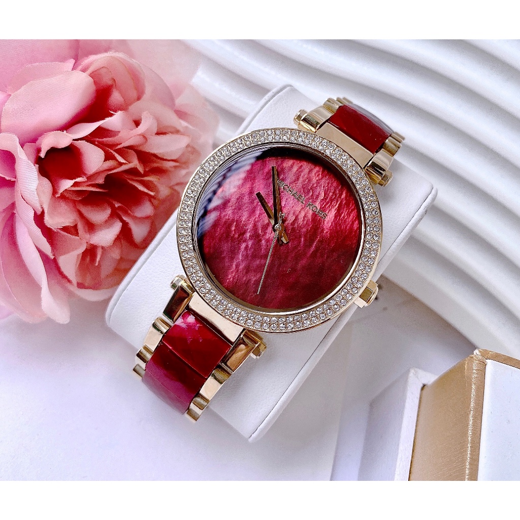 Đồng hồ nữ MICHAEL K0RS MK6427 Women's Parker Red and Gold Watch 39mm, Authentic, Full box, Luxury d