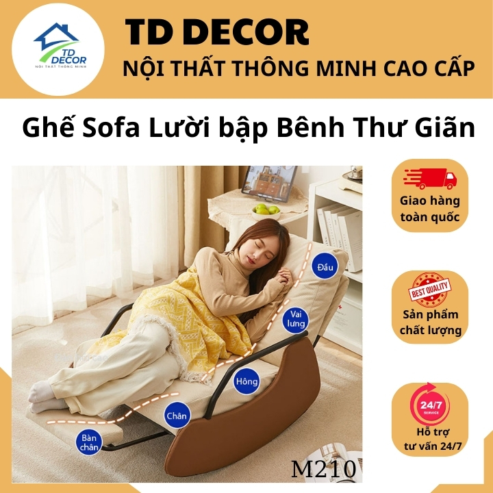 Ghế Sofa Lười Bập Bênh Thư Giãn,Ghế Lười Kiểu Dáng Bắc Âu Vintage,Ghế Sofa Bập Bênh, ghế Lười M210