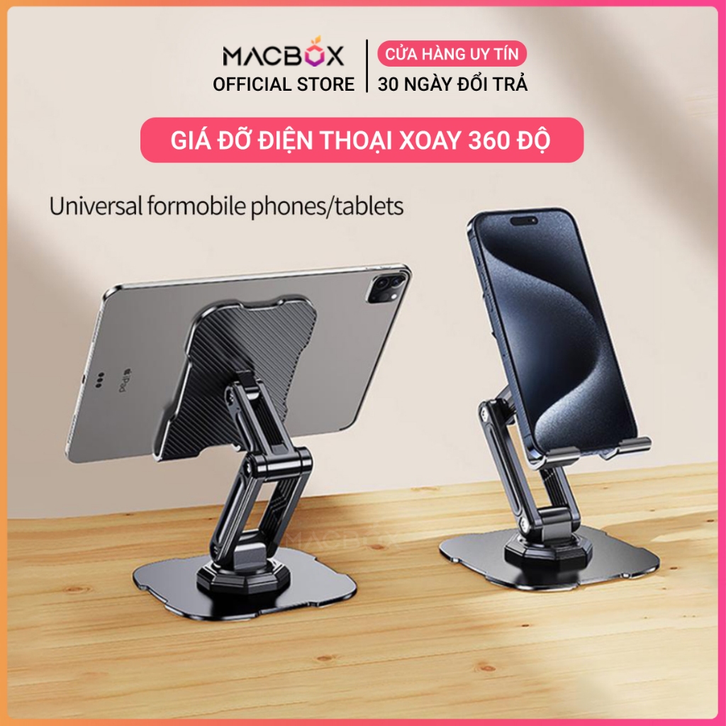 Giá đỡ điện thoại, iPad, iPhone, máy tính bảng tablet chân xoay 360 gấp gọn Macbox | BigBuy360 - bigbuy360.vn
