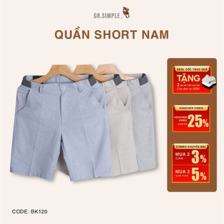 Quần đùi nam kaki kẻ xước GRAYHOMME short kaki mềm nhẹ, thoáng khí (BK120)