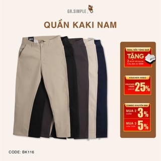 Quần Dài Nam, Quần Kaki Dài Nam GRSIMPLE Dáng ôm, Chất liệu co giãn tốt, bền màu (BK128)