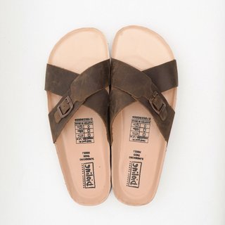 DK17 - Dép Birken Đế Trấu BIOLINE Official Thiết Kế Unisex Quai Da Bò Chữ X Khóa Cài