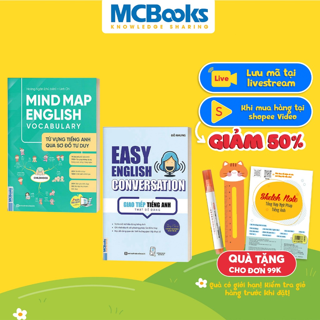 Sách - Combo Mindmap English Vocabulary Và Easy English Conversation - Kèm App Học Online.