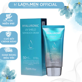Kem chống nắng Farmstay Hyaluronic UV Shield Sun Block Cream 70g cấp ẩm, nâng tone da - Hàng chính hãng - Lady & Men VN