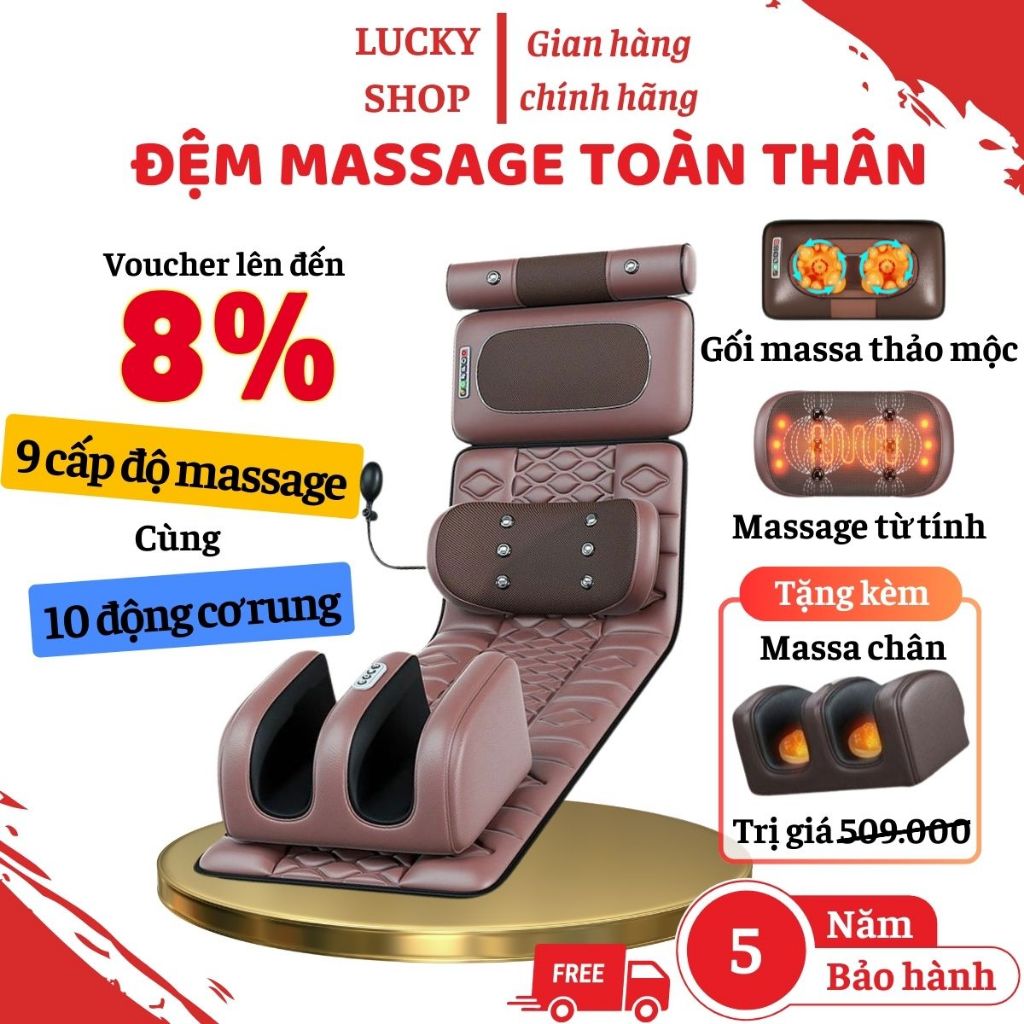 Đệm Massage toàn thân Hồng ngoại, Xoa bóp đảo chiều, Chườm nóng Thảo Dược,Thảm, Nệm, Gối Matxa Toàn Thân Cổ, Vai, Gáy.